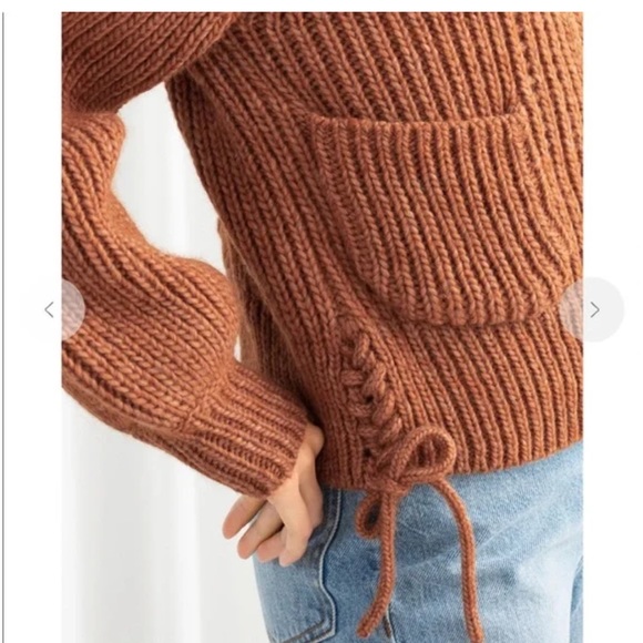 & other stories zip cardigan brown chunky size US small - Picture 3 of 16